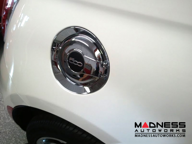 FIAT 500 Fuel Door Chrome w/ 500 Logo Genuine FIAT 500 MADNESS